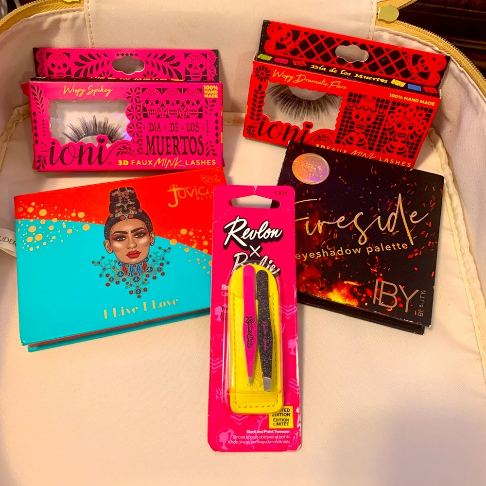 Juvia’s Place & IBY Fireside Eyeshadow Palettes,  Ioni lashes &!Barbie tweezers